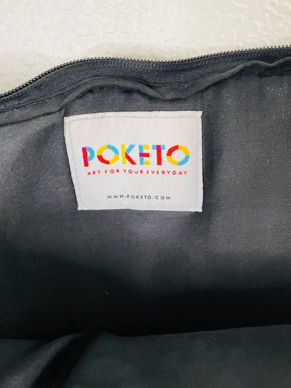 Poketo Geometric Cat Design Black Canvas Messenger Laptop Bag
